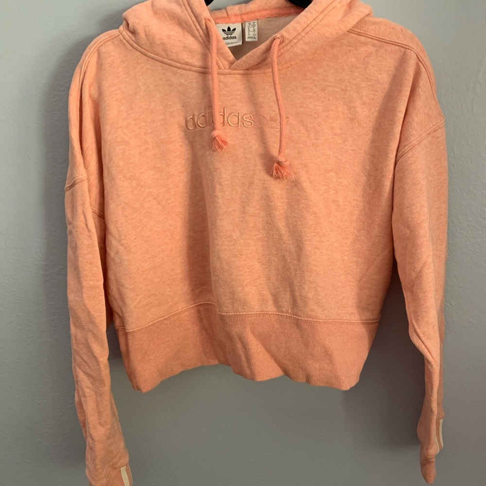 Pink adidas cropped hoodie